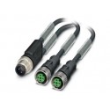 Sensor/Aktor кабель: прямой Y-штекер M12, 2 x гнезда M12